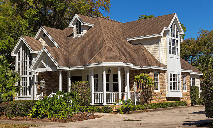 The exterior of a large home